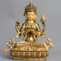 Handcrafted Chenrezig Statue | Fully Gold-Plated Copper - S-B-BA-FG-C-C-00170
