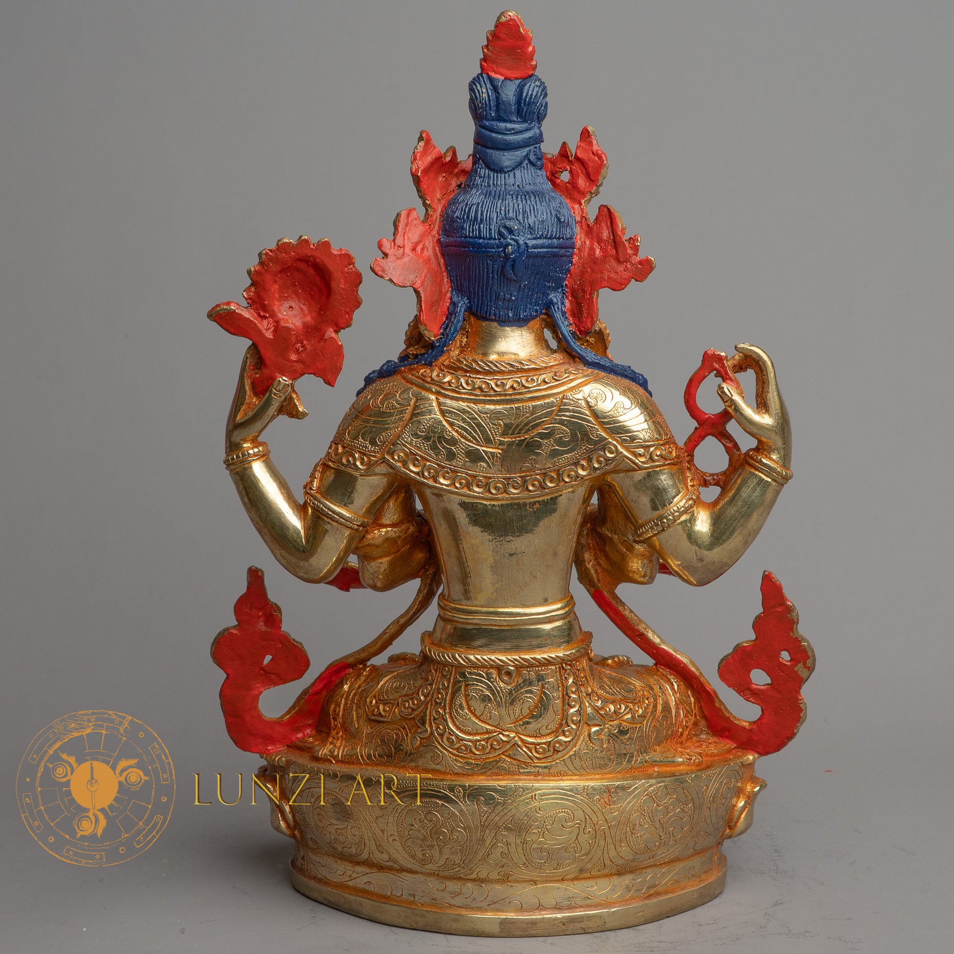 Handcrafted Chenrezig Statue | Fully Gold-Plated Copper - S-B-HT-FG-C-C-00162