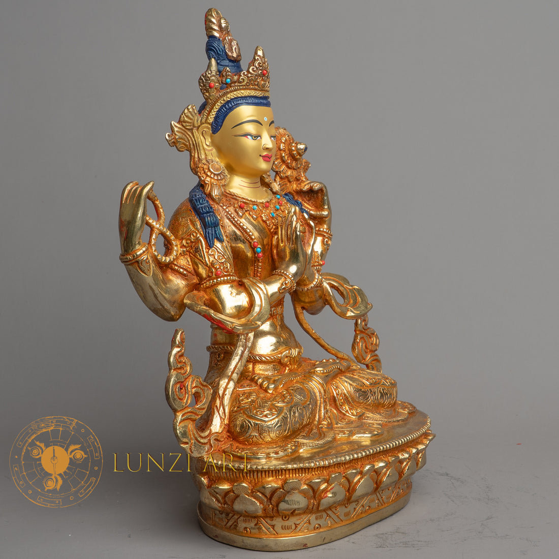 Handcrafted Chenrezig Statue | Fully Gold-Plated Copper - S-B-HT-FG-C-C-00162