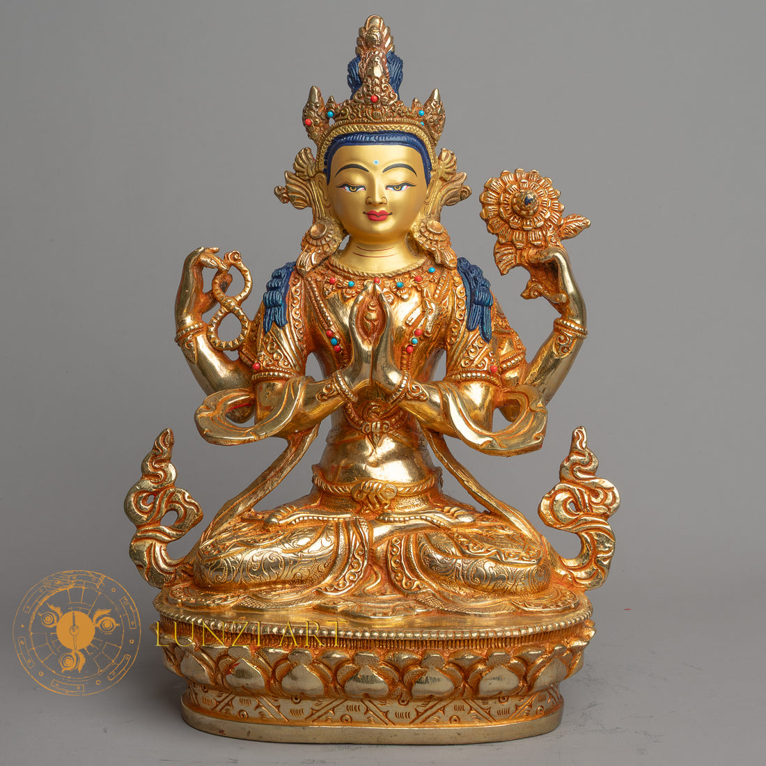 Handcrafted Chenrezig Statue | Fully Gold-Plated Copper - S-B-HT-FG-C-C-00162