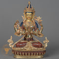 Handcrafted Chenrezig Statue | Half Gold-Plated Copper - S-P-BA-HG-CG-C-00213