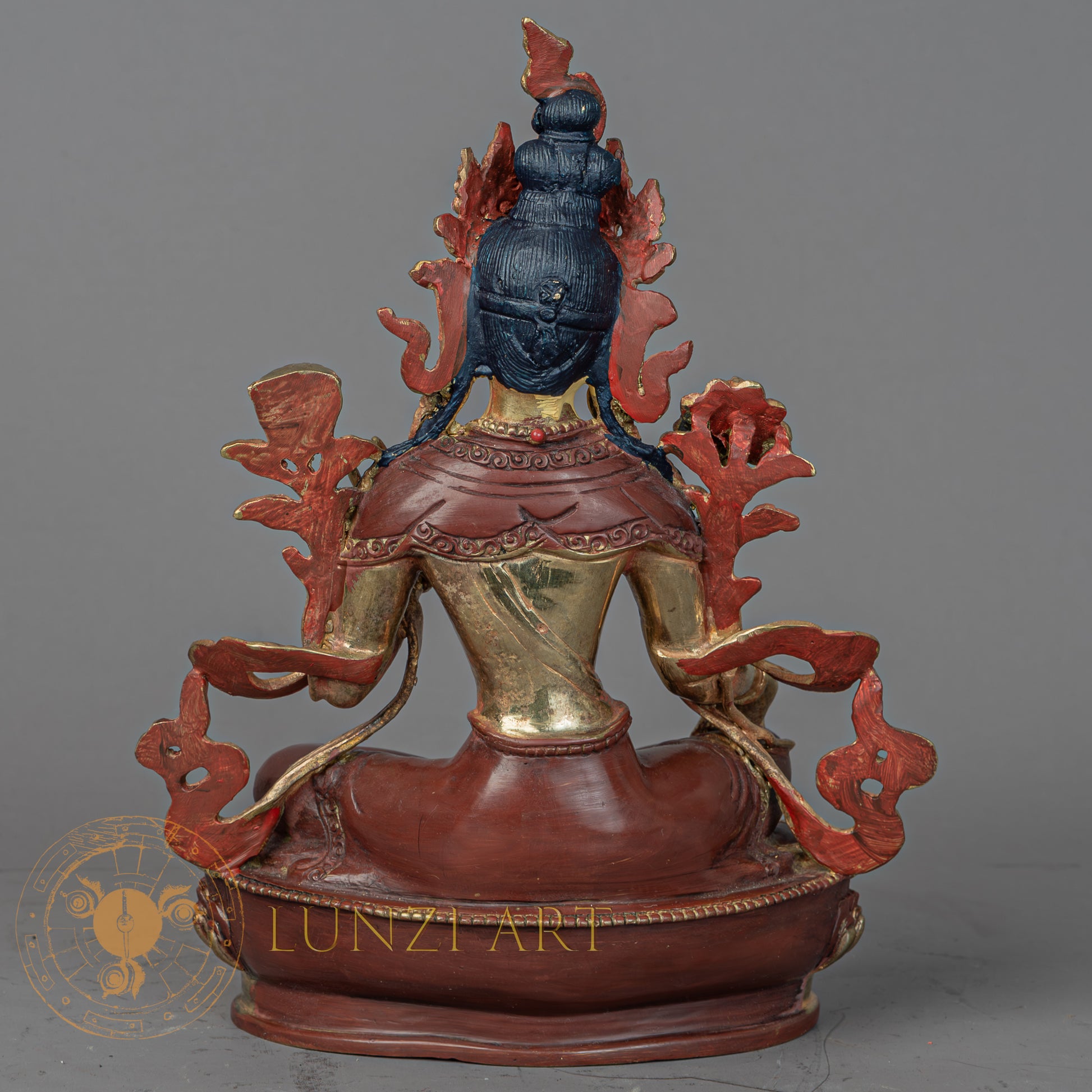 Handcrafted Green Tara Statue | Half Gold-Plated Copper - S-P-BA-HG-CG-GT-00211