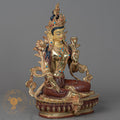 Handcrafted Green Tara Statue | Half Gold-Plated Copper - S-P-BA-HG-CG-GT-00211