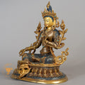 Handcrafted Green tara Statue | Half Gold-Plated Copper - S-B-RM-HG-C-GT-00184
