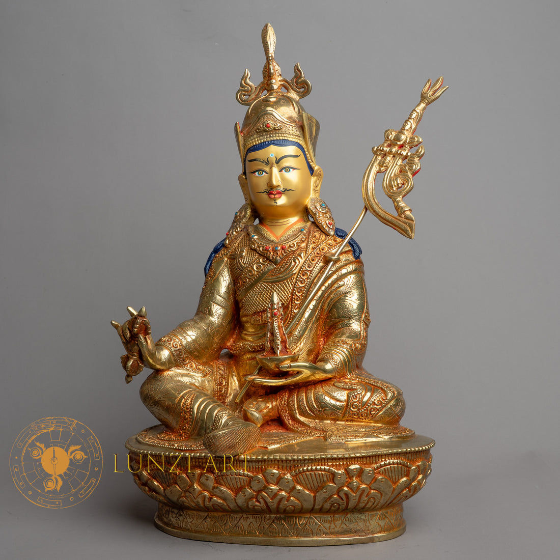 Handcrafted Guru Rinpoche Statue | Fully Gold-Plated Copper - S-B-HT-FG-C-GR-0149