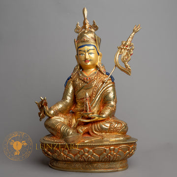 Handcrafted Guru Rinpoche Statue | Fully Gold-Plated Copper - S-B-HT-FG-C-GR-0149