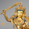 Handcrafted Manjushri Statue | Fully Gold-Plated Copper - S-B-RM-FG-C-M-00180