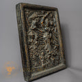 Handcrafted Queen Maya Devi Frame – Antique Style Wood & Clay Relief Panel - w-s-sh-mdf-0017