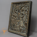 Handcrafted Queen Maya Devi Frame – Antique Style Wood & Clay Relief Panel - w-s-sh-mdf-0017
