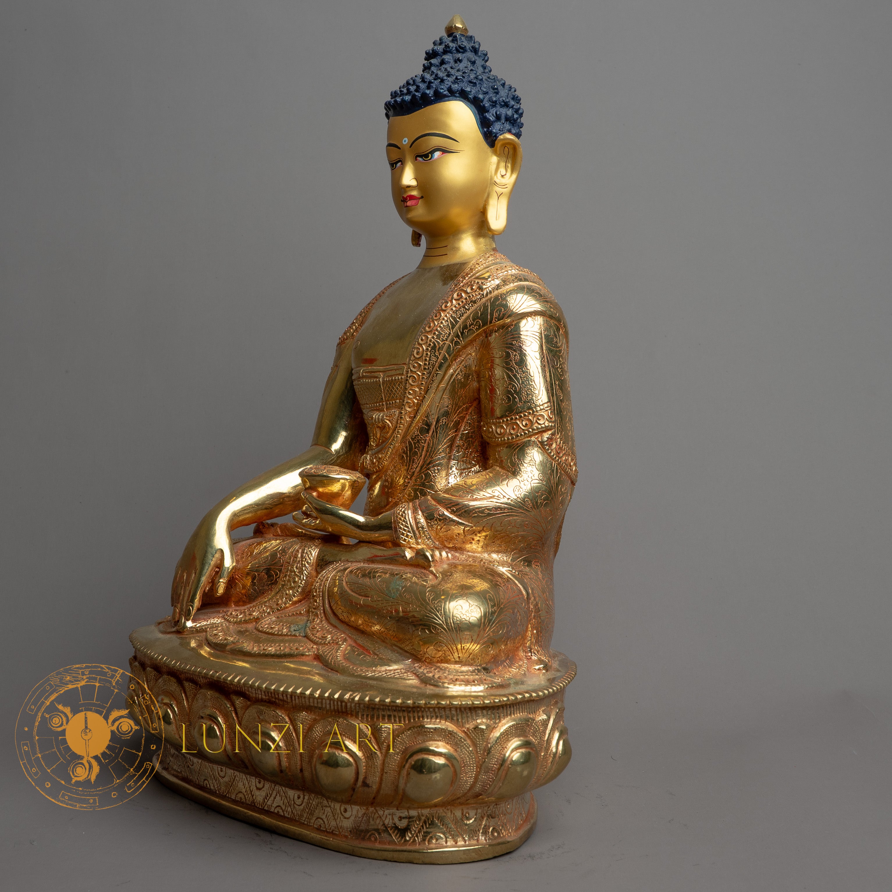Buddha Shakyamuni Handcrafted Ｐlated Statue,Gold Buddha Ｆinest 最高級ブッダ像 Statue Gold-Plated Full Copper | 工芸品