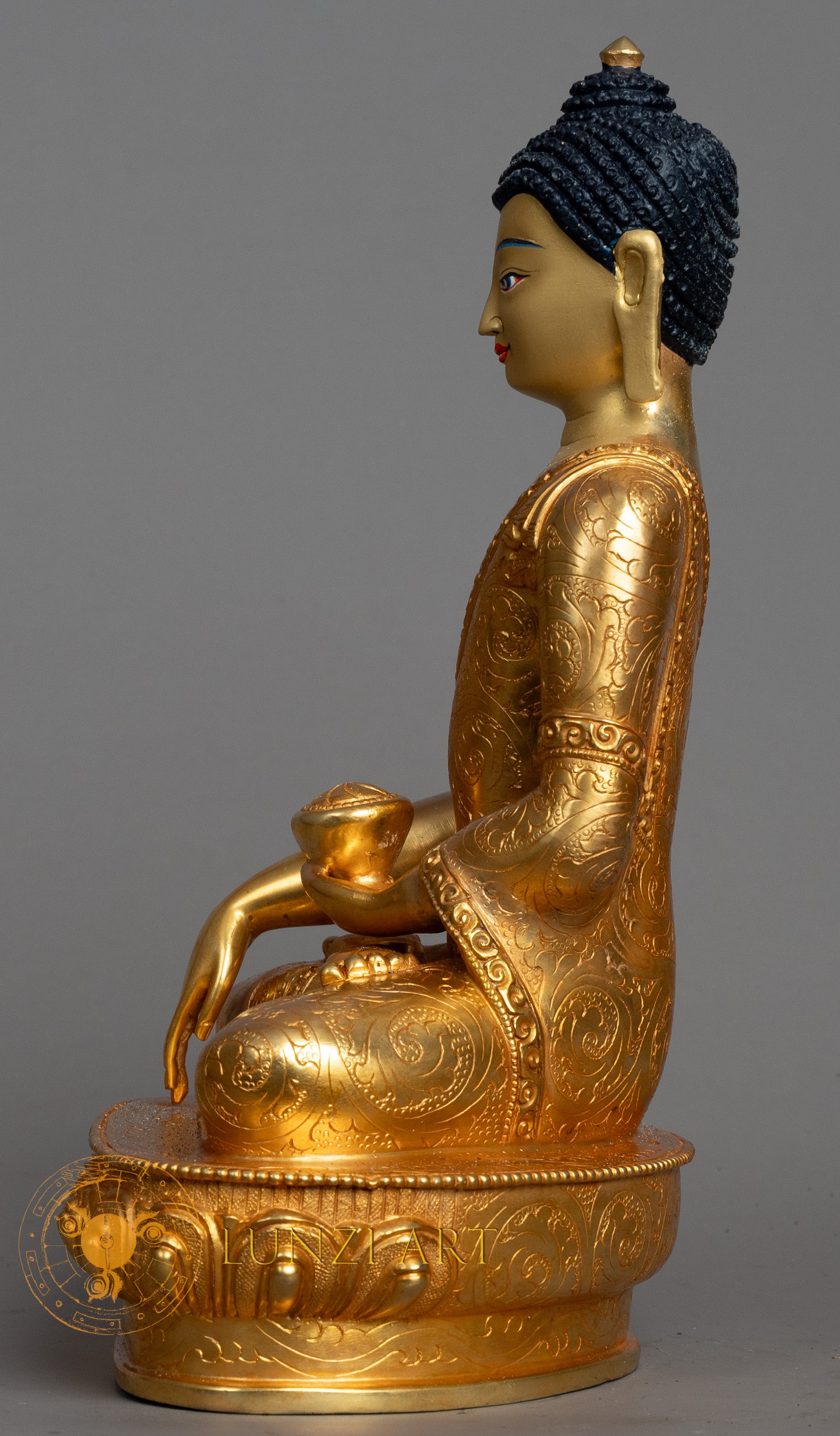 Handcrafted Shakyamuni Buddha Statue | Fully Gold-Plated Copper