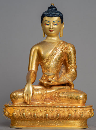 Handcrafted Shakyamuni Buddha Statue | Fully Gold-Plated Copper - S-B-BA-FG-CG-SB-0130