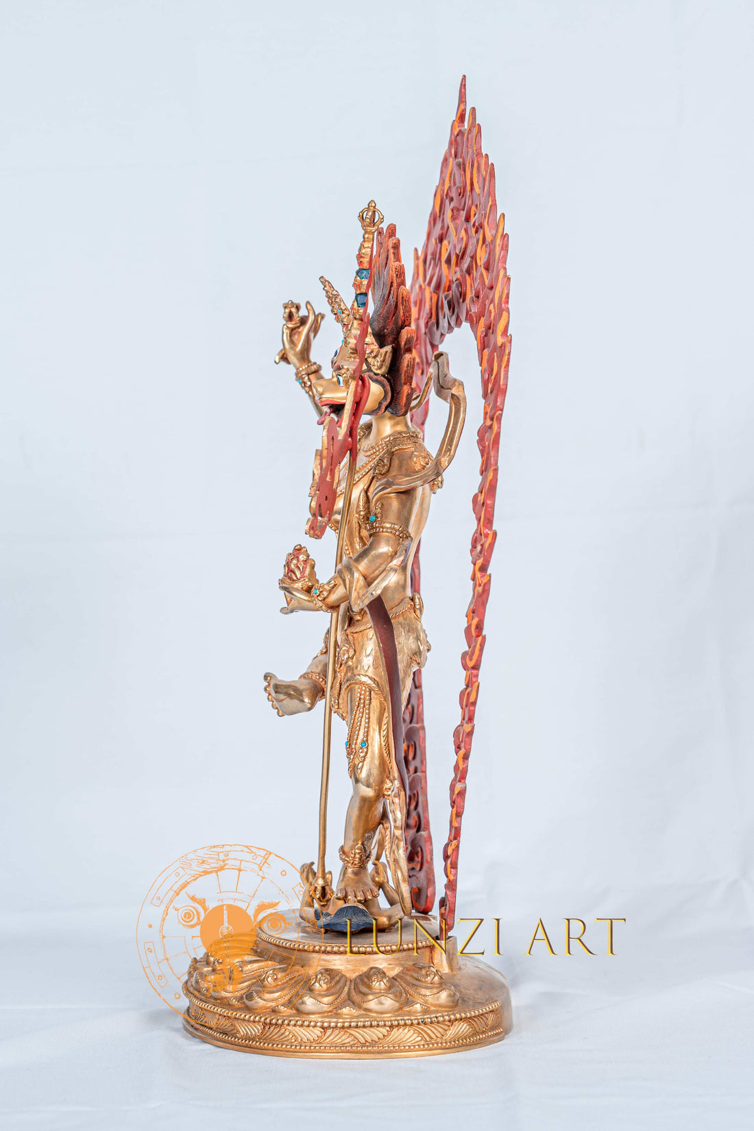 Handcrafted Simhamukha Statue  | Full Gold Plated - S-B-RM-FG-CG-SM-0066