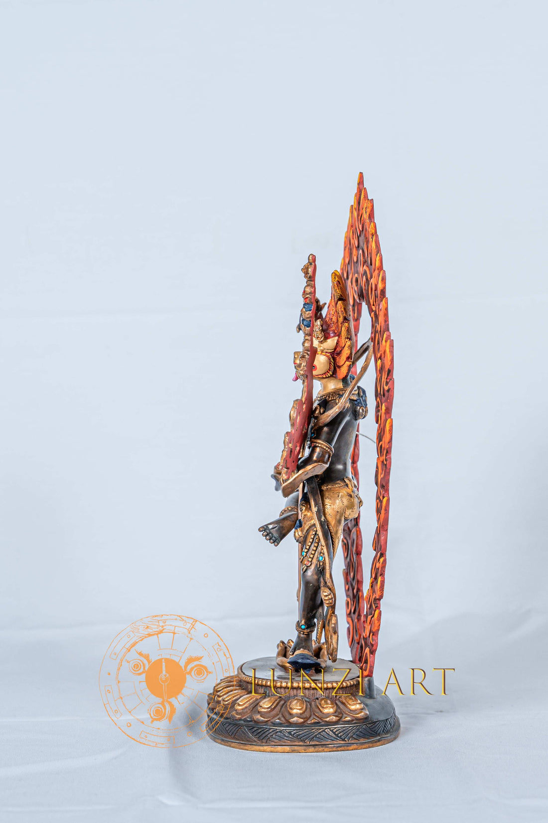 Handcrafted Simhamukha Statue | Half Gold Plated - S-B-RM-HG-CG-SM-0065