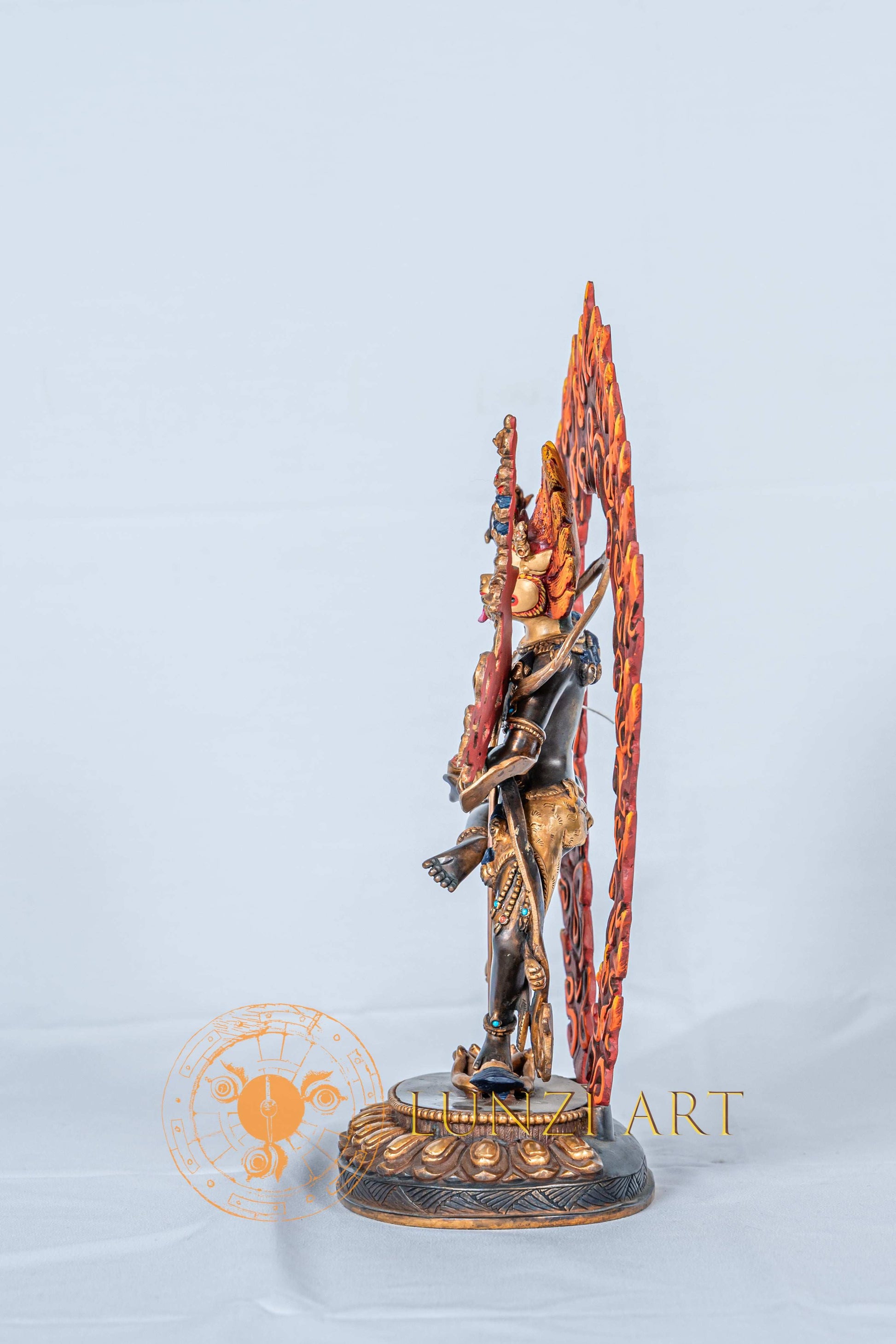 Handcrafted Simhamukha Statue | Half Gold Plated - S-B-RM-HG-CG-SM-0065