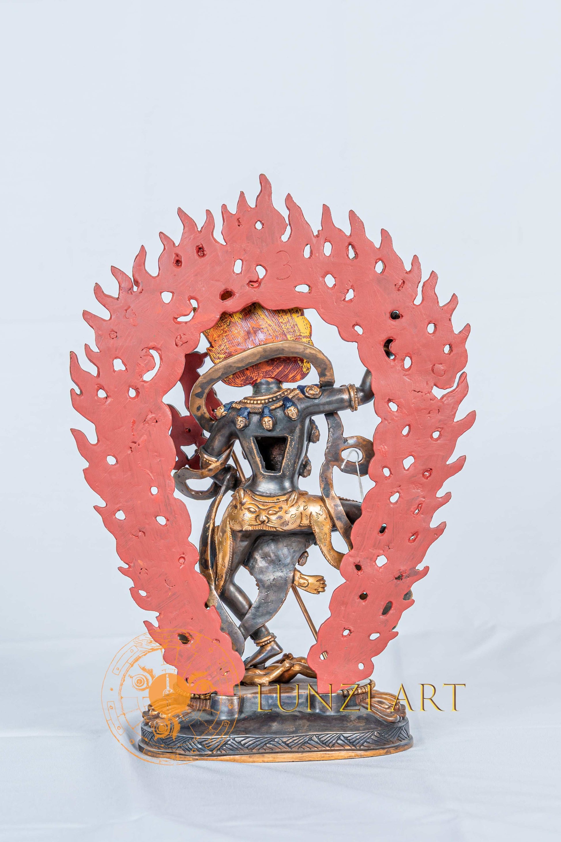 Handcrafted Simhamukha Statue | Half Gold Plated - S-B-RM-HG-CG-SM-0065