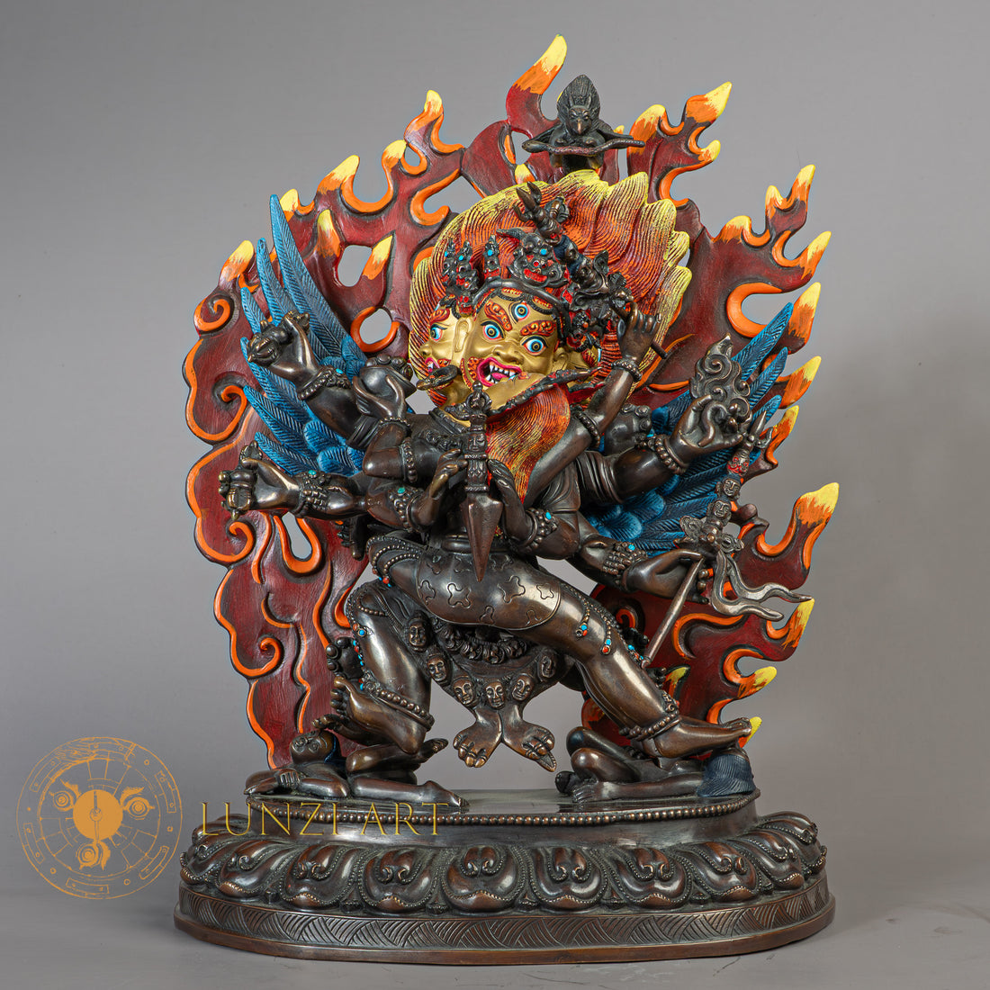 Handcrafted Vajrakilaya Statue | Copper Face Painted - S-B-RM-C-VK-00176