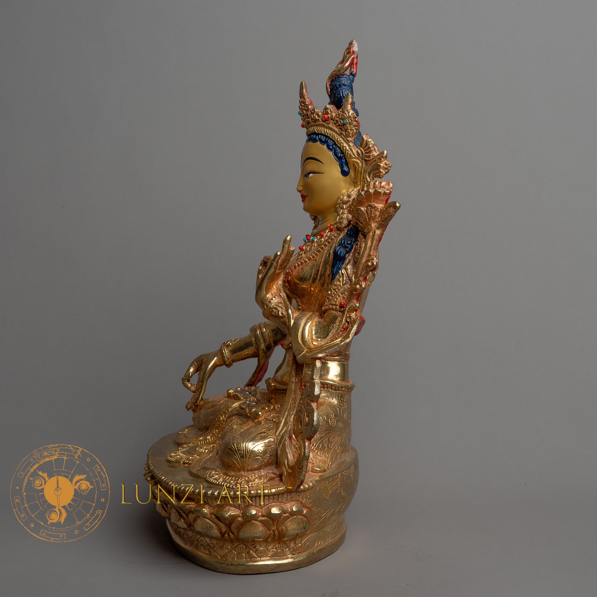 Handcrafted White Tara Statue | Fully Gold-Plated Copper - S-B-HT-FG-C-WT-0143