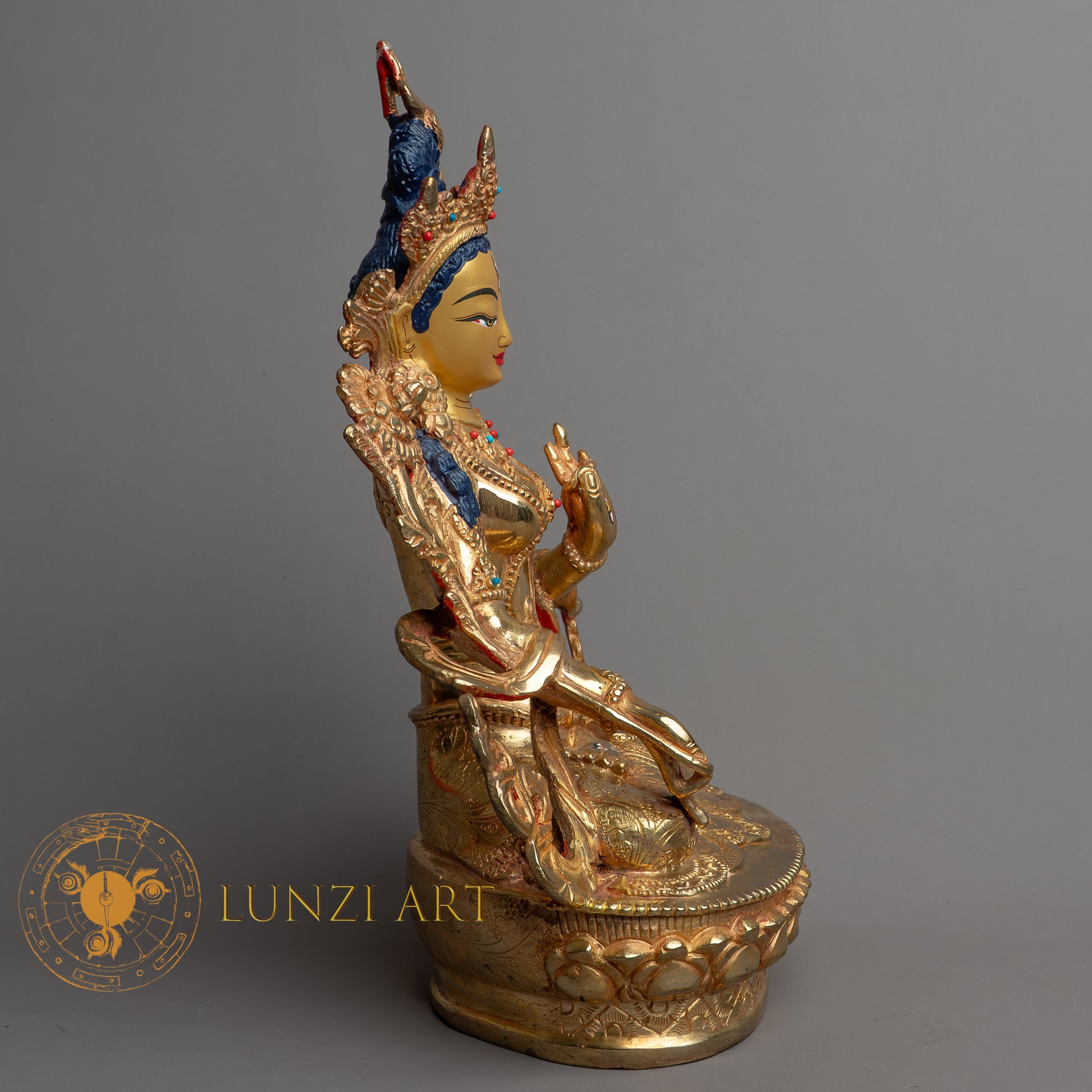 Handcrafted White Tara Statue | Fully Gold-Plated Copper - S-B-HT-FG-C-WT-0143
