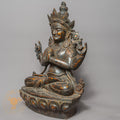 Handcrafted Wooden Chengresi Statue – Antique Style Four-Armed Avalokiteshvara Carving - w-s-sh-cs-0013