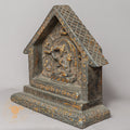 Handcrafted Wooden & Clay Manjushree House Altar – Antique Style Himalayan Shrine Niche - w-s-sh-ma-0012