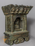 Handcrafted Wooden & Clay Manjushree Shrinework Altar – Antique Style Himalayan Devotional Niche - w-s-sh-ma-0020