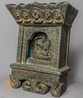 Handcrafted Wooden & Clay Manjushree Shrinework Altar – Antique Style Himalayan Devotional Niche - w-s-sh-ma-0020