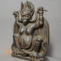 Handcrafted Wooden Garuda Statue – Antique Style Himalayan Guardian Carving - w-s-sh-gs-0014
