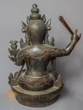 Handcrafted Wooden Manjushree Statue – Antique Style Bodhisattva of Wisdom Carving - w-s-sh-ms-0019