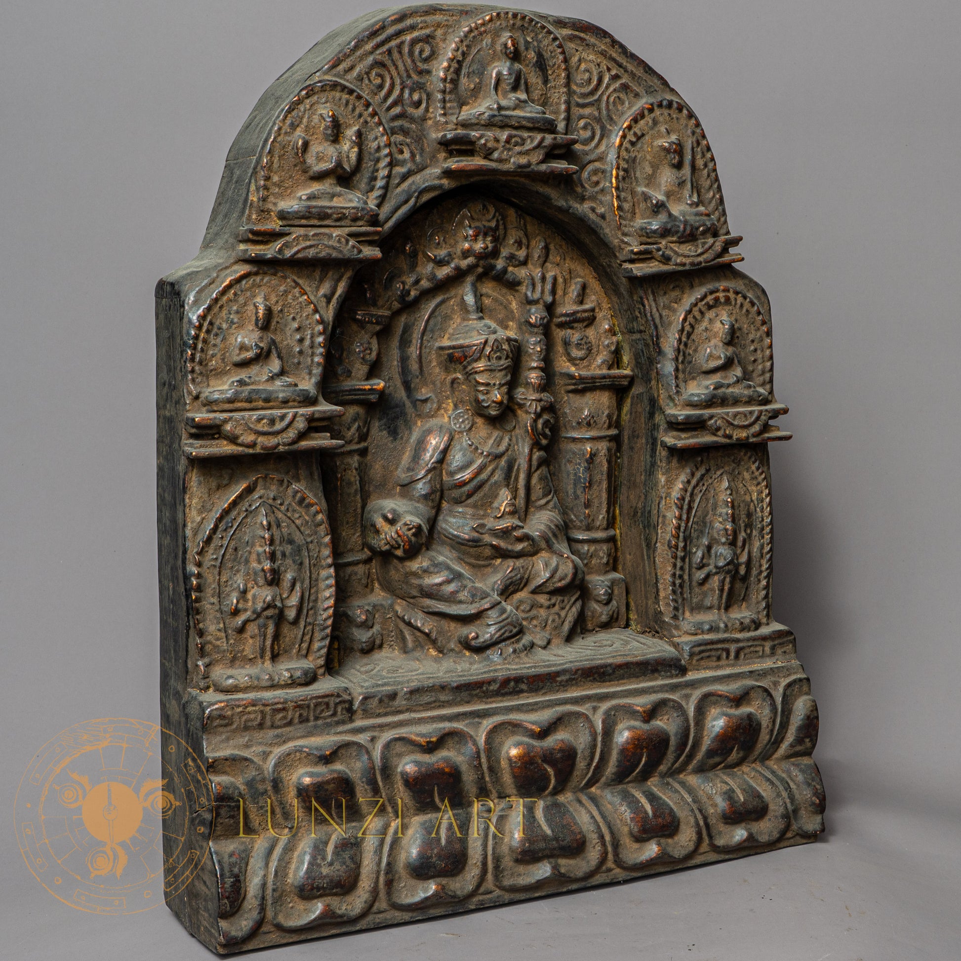 Handcrafted Wooden Rinpoche Altar – Antique Style Padmasambhava (Guru Rinpoche) Shrine - w-s-sh-ra-0016