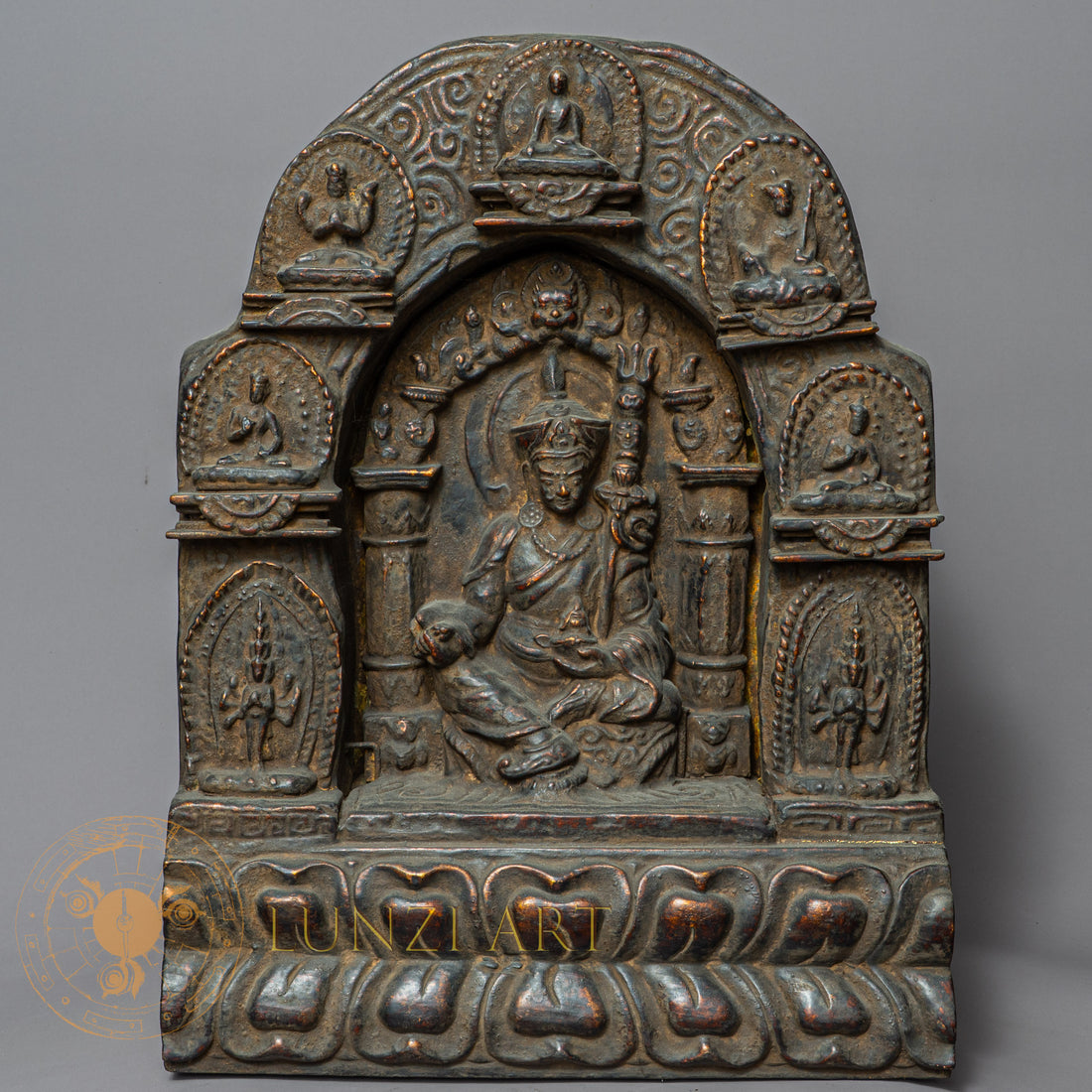 Handcrafted Wooden Rinpoche Altar – Antique Style Padmasambhava (Guru Rinpoche) Shrine - w-s-sh-ra-0016