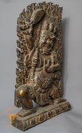 Handcrafted Wooden Vajrapani Statue – Antique Style Wrathful Protector Carving - w-s-sh-vs-0018