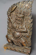 Handcrafted Wooden Vajrapani Statue – Antique Style Wrathful Protector Carving - w-s-sh-vs-0018