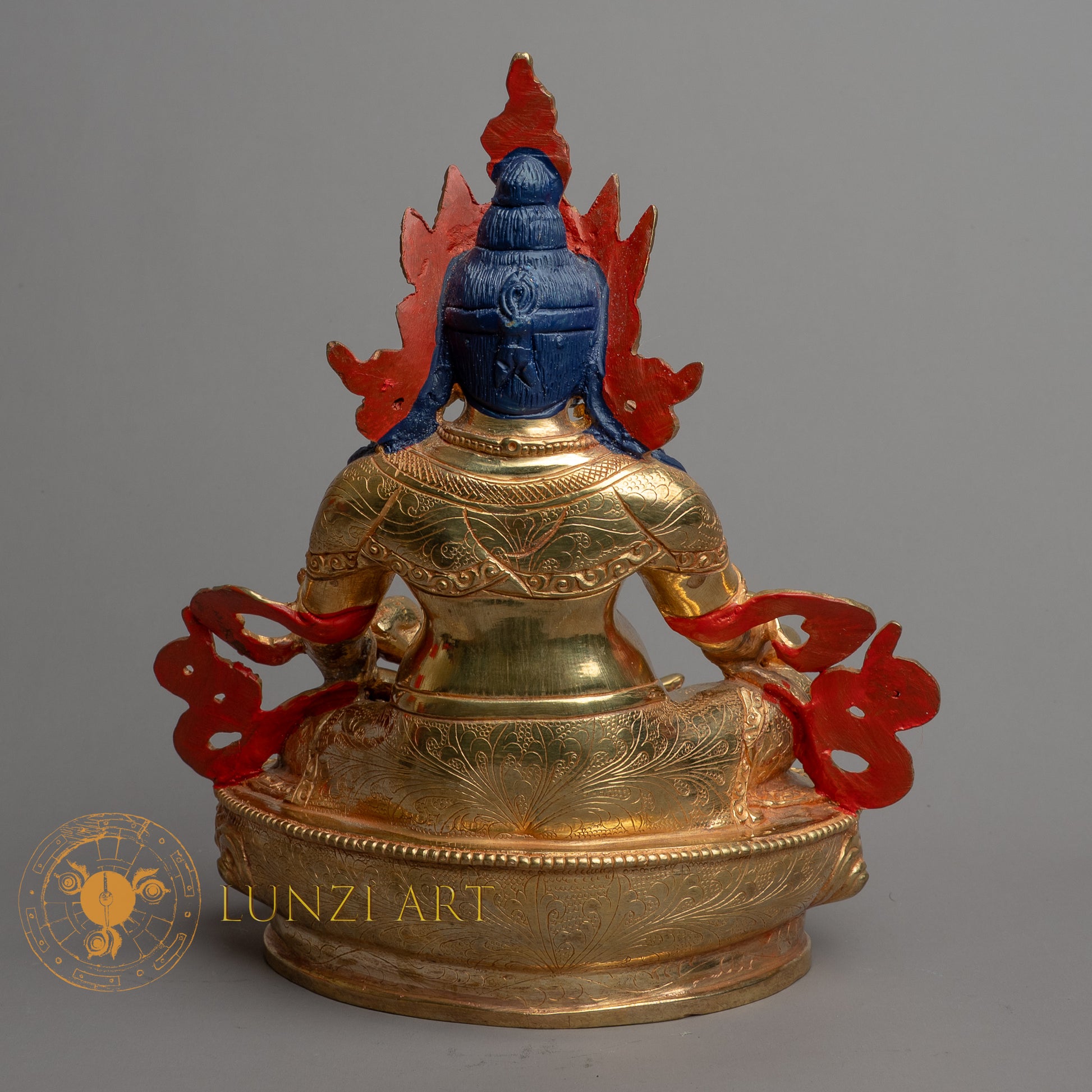 Handcrafted Zambala (Jambhala) Statue | Fully Gold-Plated Copper - S-B-HT-FG-C-Z-0145