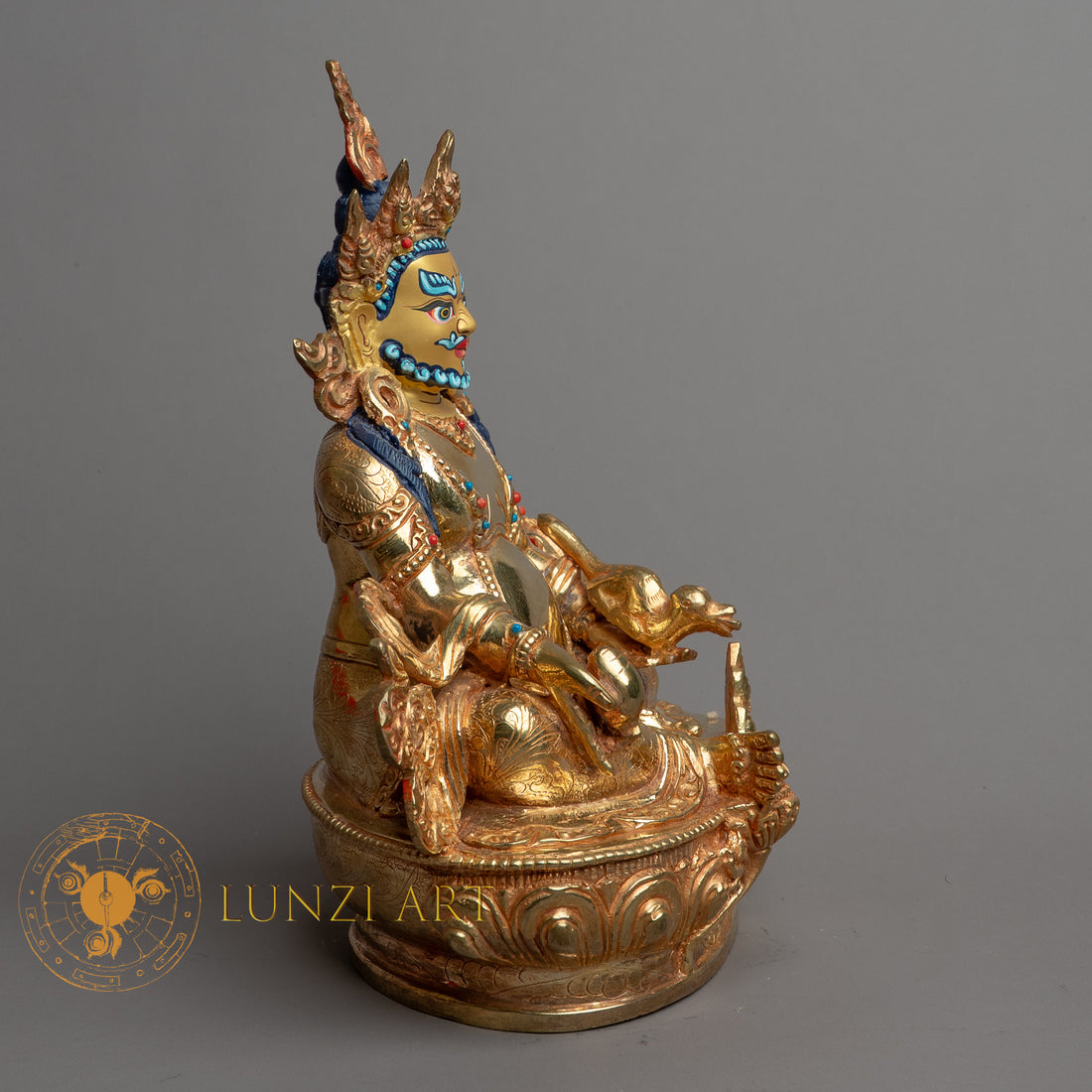 Handcrafted Zambala (Jambhala) Statue | Fully Gold-Plated Copper - S-B-HT-FG-C-Z-0145