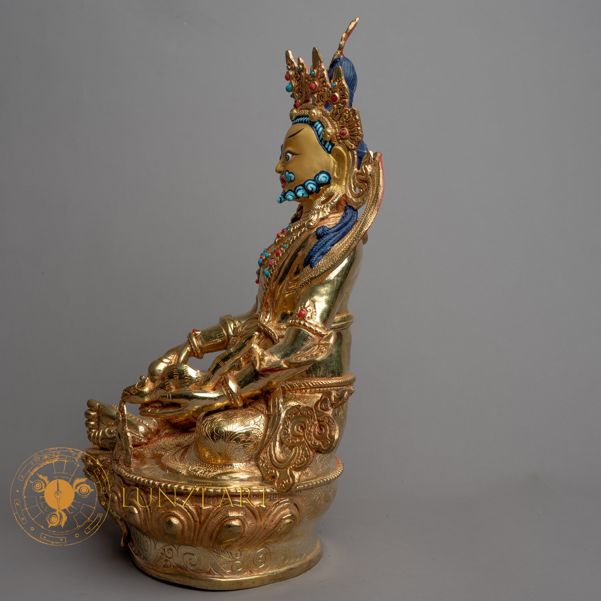 Handcrafted Zambala (Jambhala) Statue | Fully Gold-Plated Copper - S-B-HT-FG-C-Z-0147