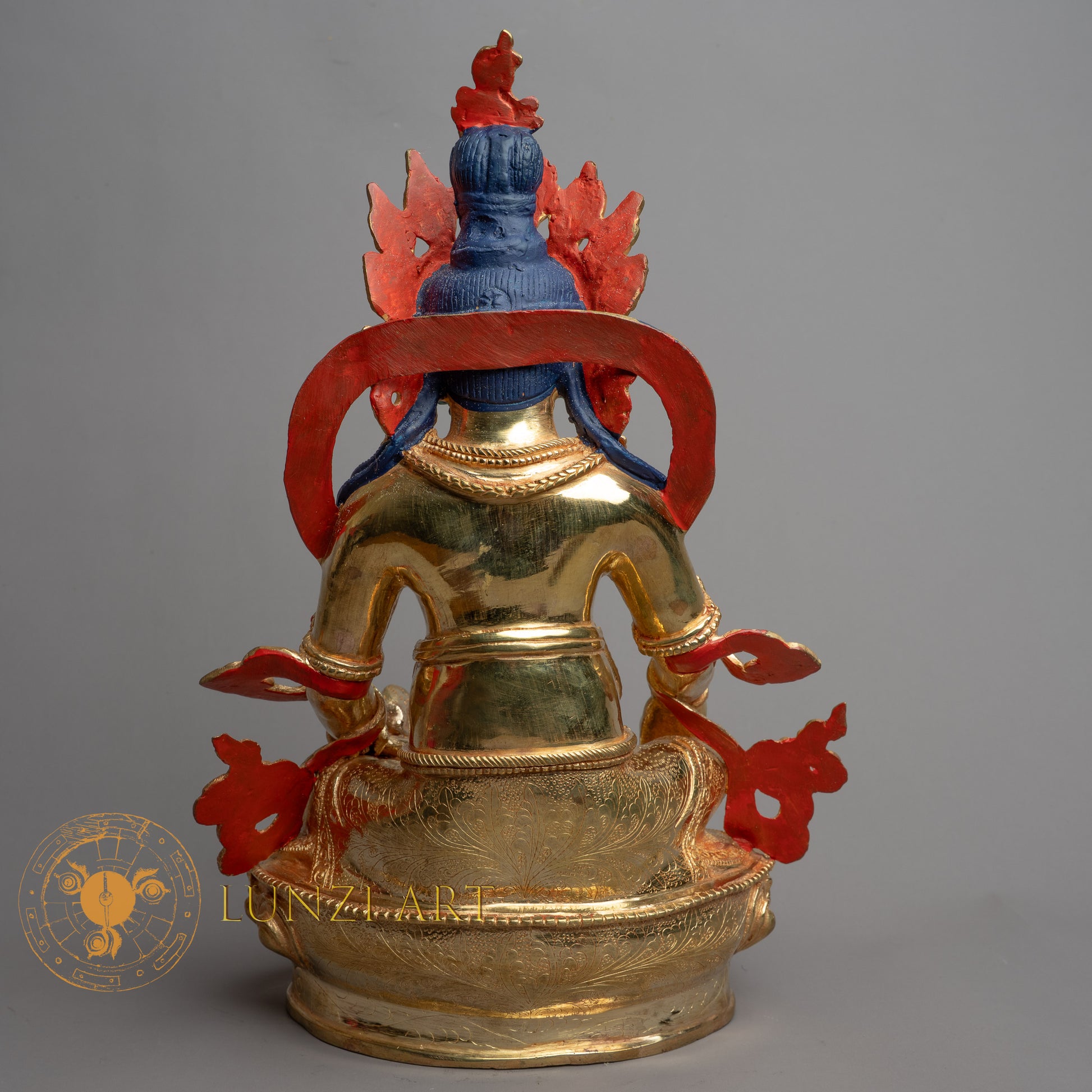 Handcrafted Zambala (Jambhala) Statue | Fully Gold-Plated Copper - S-B-HT-FG-C-Z-0147