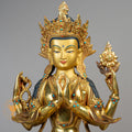 Handicrafted Chenrezig Statue | Half Gold-Plated Copper - S-B-RM-HG-C-AB-00181