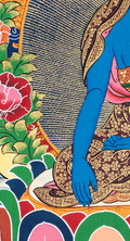 Handmade Akshobhya Buddha Thangka: The Unshakable One - T-PS-SS-RB-BBM-0008