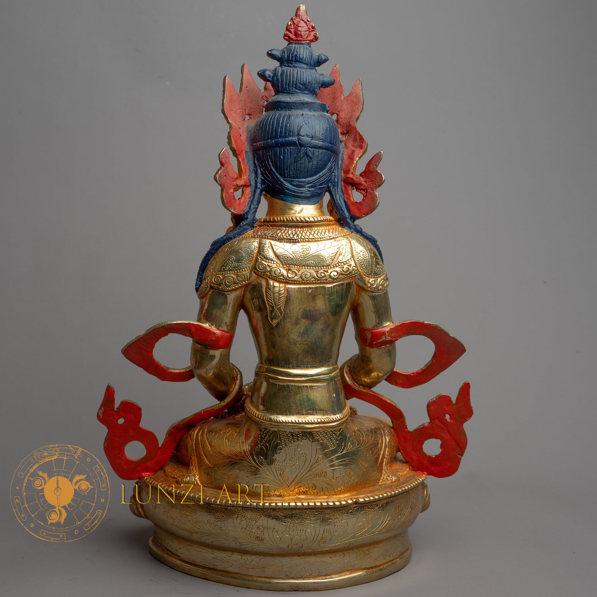 Handmade Amitayus Statue | Fully Gold-Plated Copper - S-B-HT-FG-C-A-0154