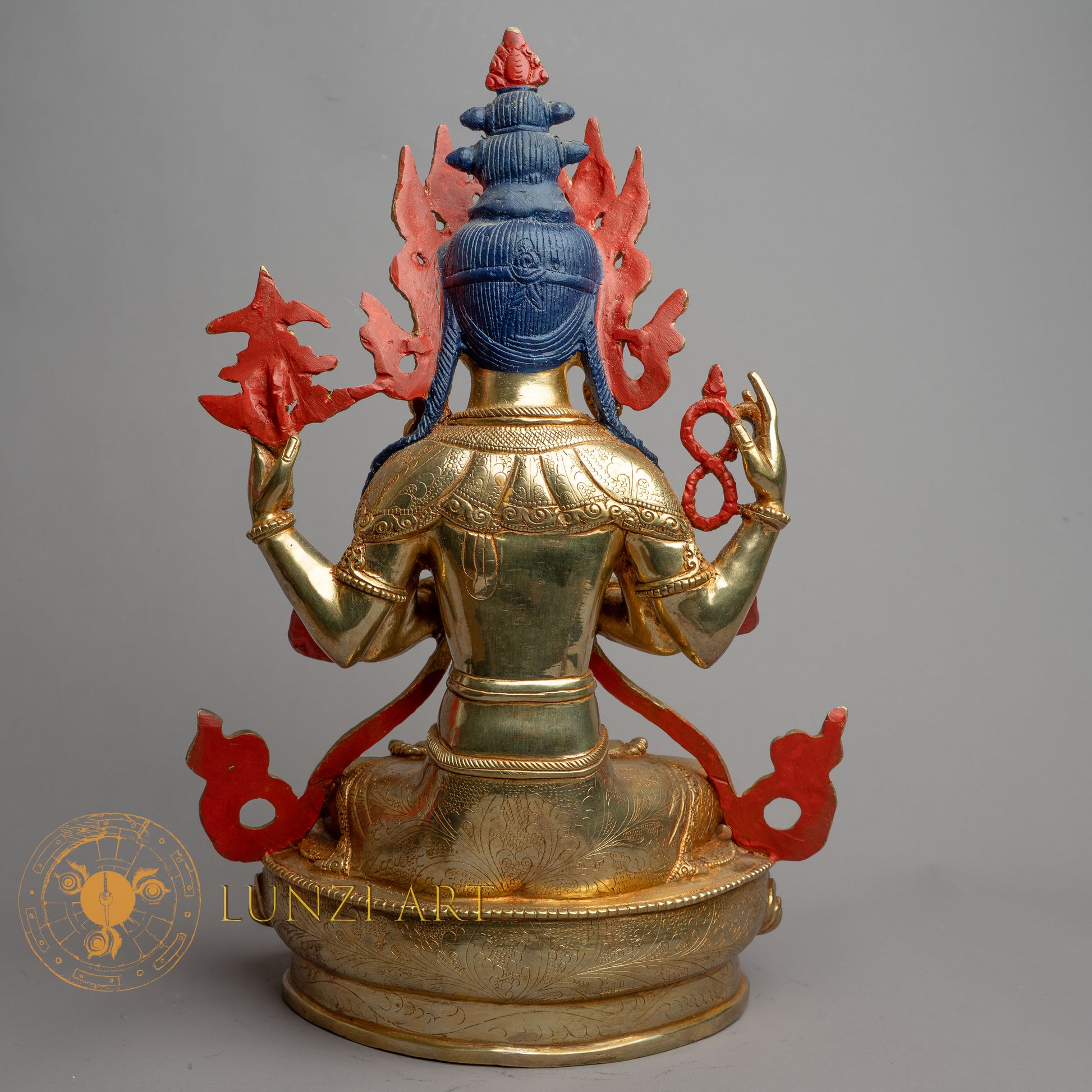 Handmade Chenrezig Statue | Fully Gold-Plated Copper - S-B-HT-FG-C-C-0155