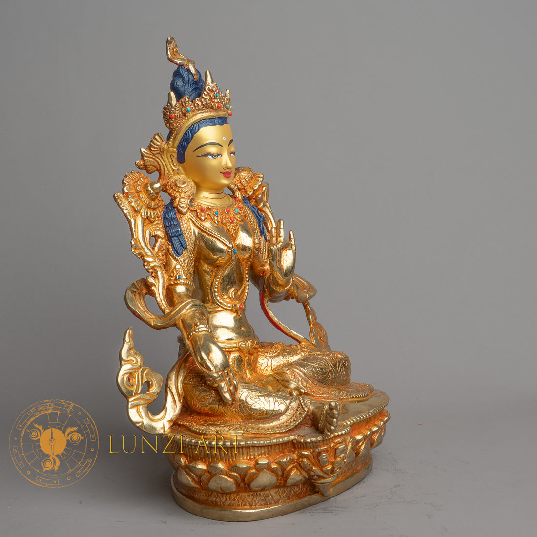 Handmade Green tara Statue | Fully Gold-Plated Copper - S-B-HT-FG-C-GT-00161