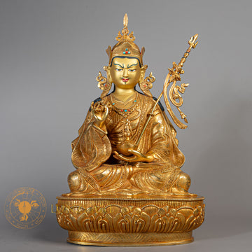 Handmade Guru Rinpoche Statue  | Copper Full-Gold Plated - S-B-RM-FG-C-GR-00177