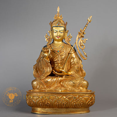 Handmade Guru Rinpoche Statue  | Copper Full-Gold Plated - S-B-RM-FG-C-GR-00177