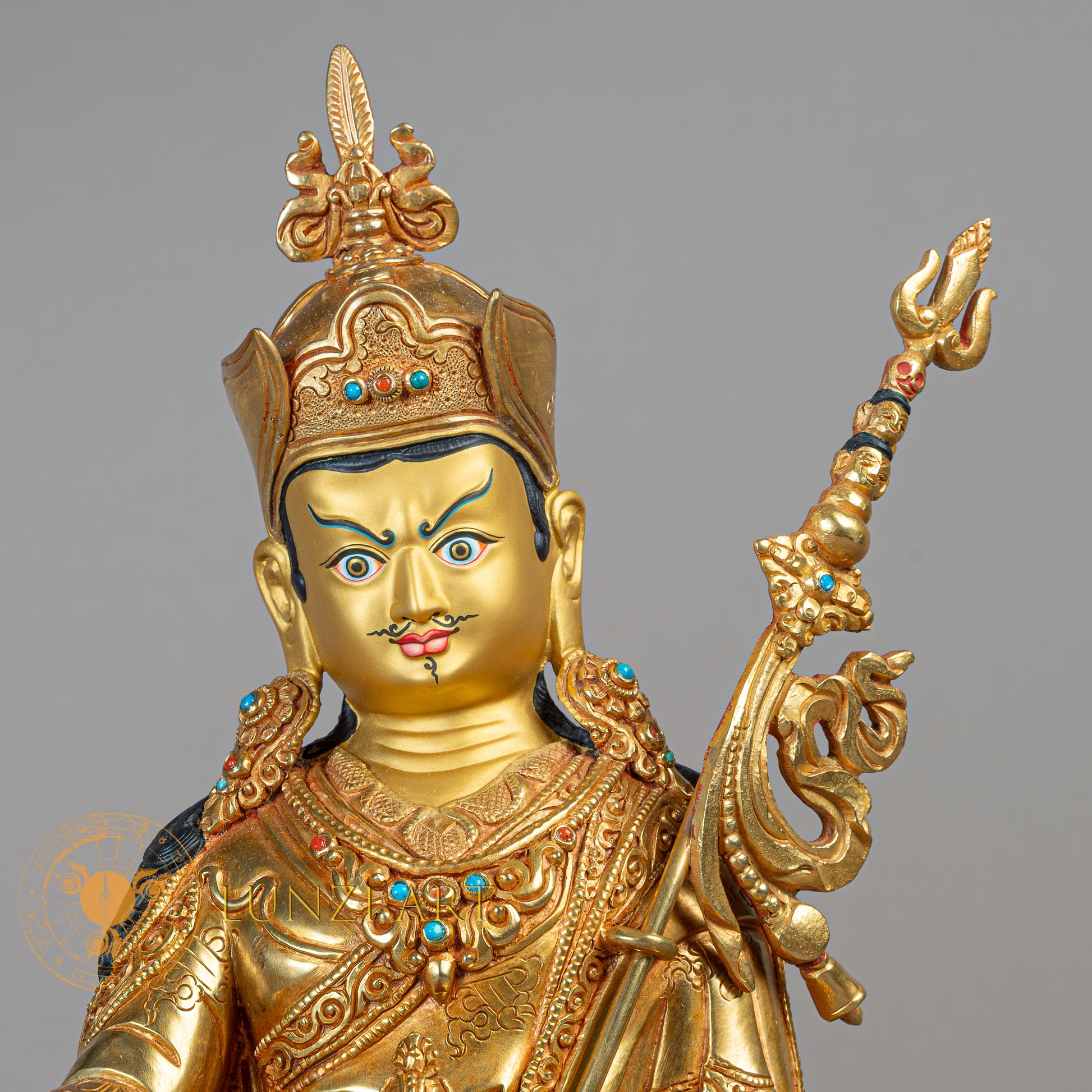 Handmade Guru Rinpoche Statue | Full Gold-Plated Copper - S-B-RM-FG-C-GR-00187