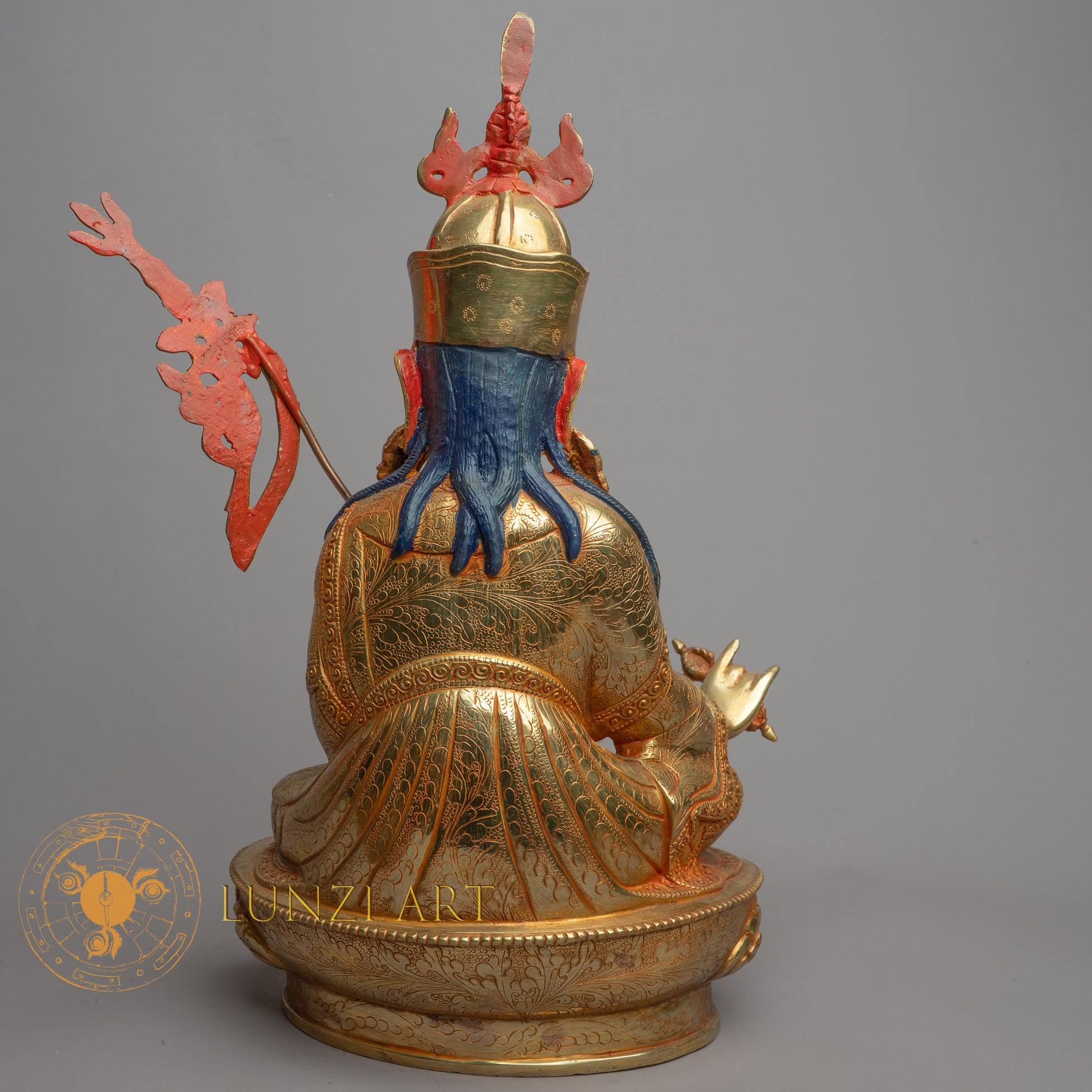 Handmade Guru Rinpoche Statue | Fully Gold-Plated Copper - S-B-HT-FG-C-GR-00156