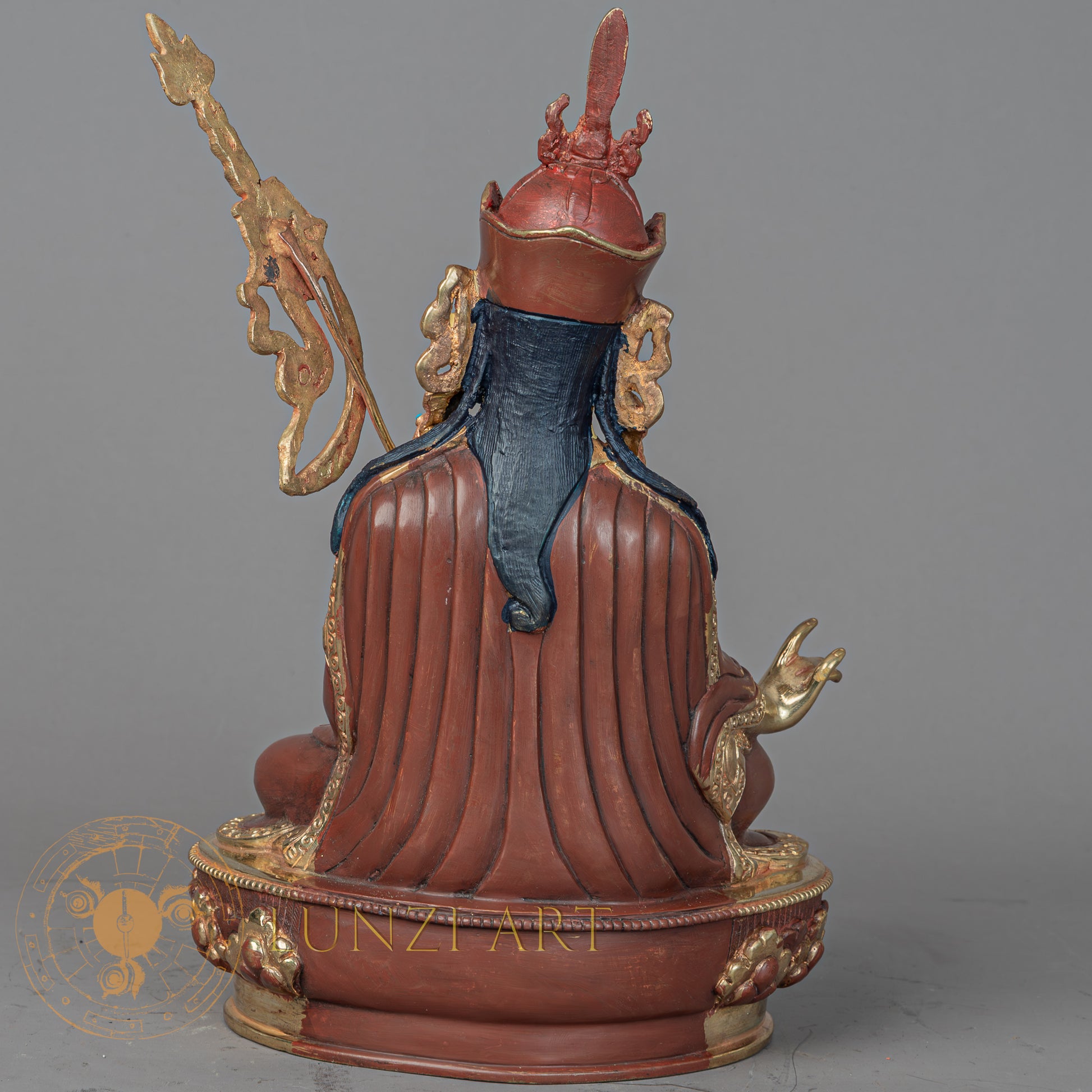 Handmade Guru Rinpoche Statue | Half Gold-Plated Copper - S-P-BA-HG-CG-GR-00214