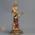 Handmade Guru Rinpoche with Yeshe Tsogyal & Mandarava Statue | Half Gold-Plated Copper - S-B-BA-HG-C-GR-00172