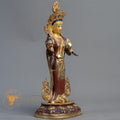 Handmade Guru Rinpoche with Yeshe Tsogyal & Mandarava Statue | Half Gold-Plated Copper - S-B-BA-HG-C-GR-00172
