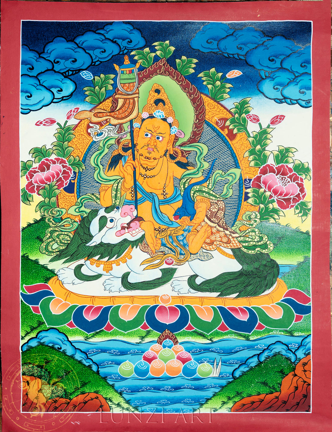 Handmade Jambala Thangka: Purifier of Sacred Vows - Thangka